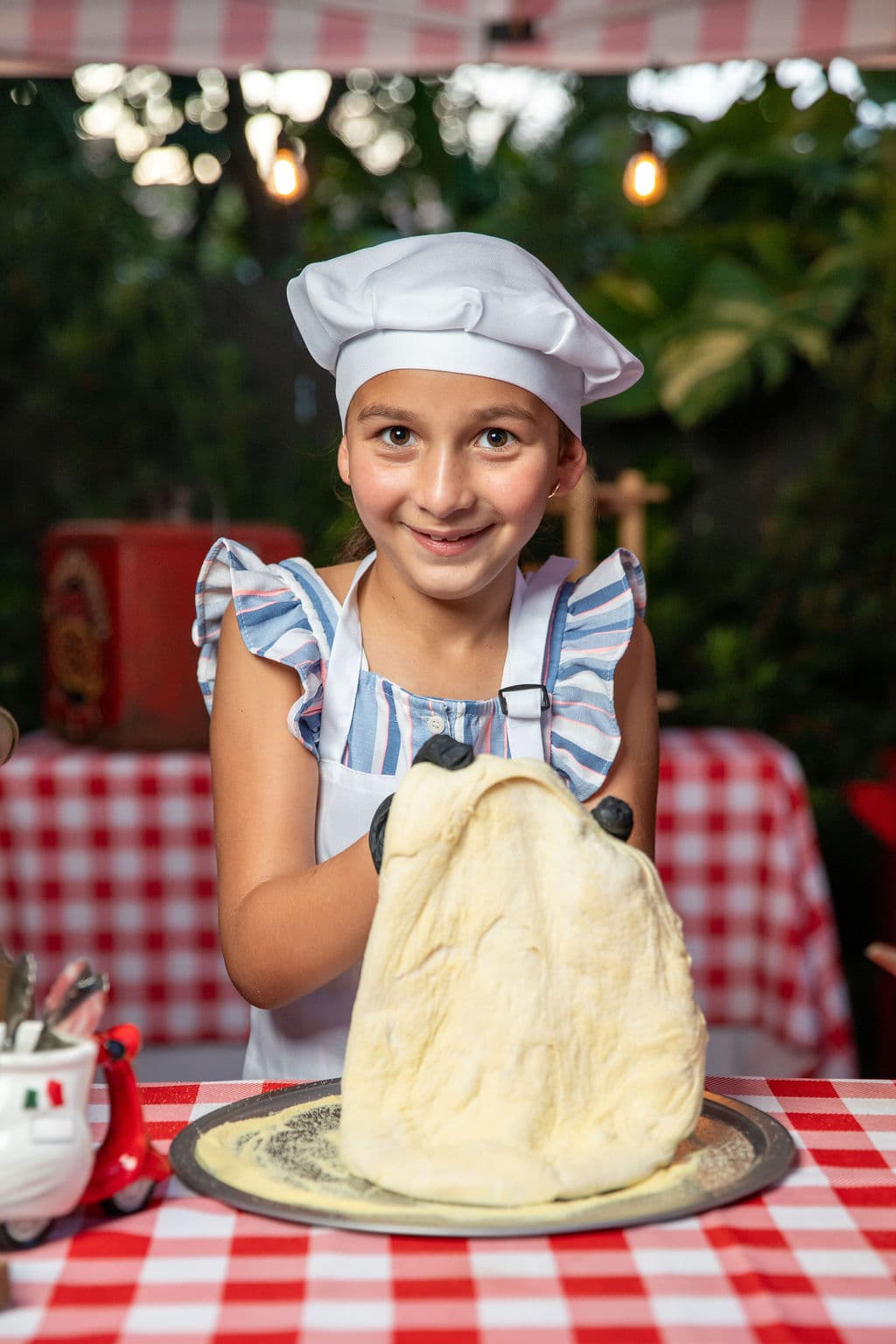 A slice of wood-fired pizza ready to serve