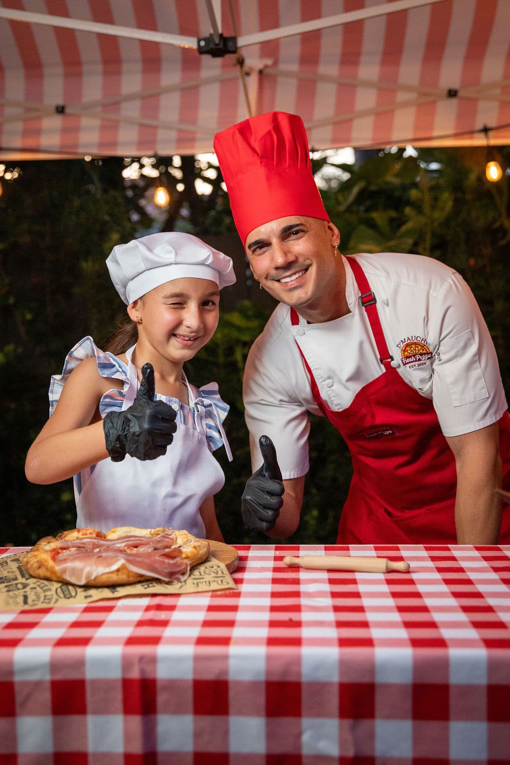 A slice of wood-fired pizza ready to serve
