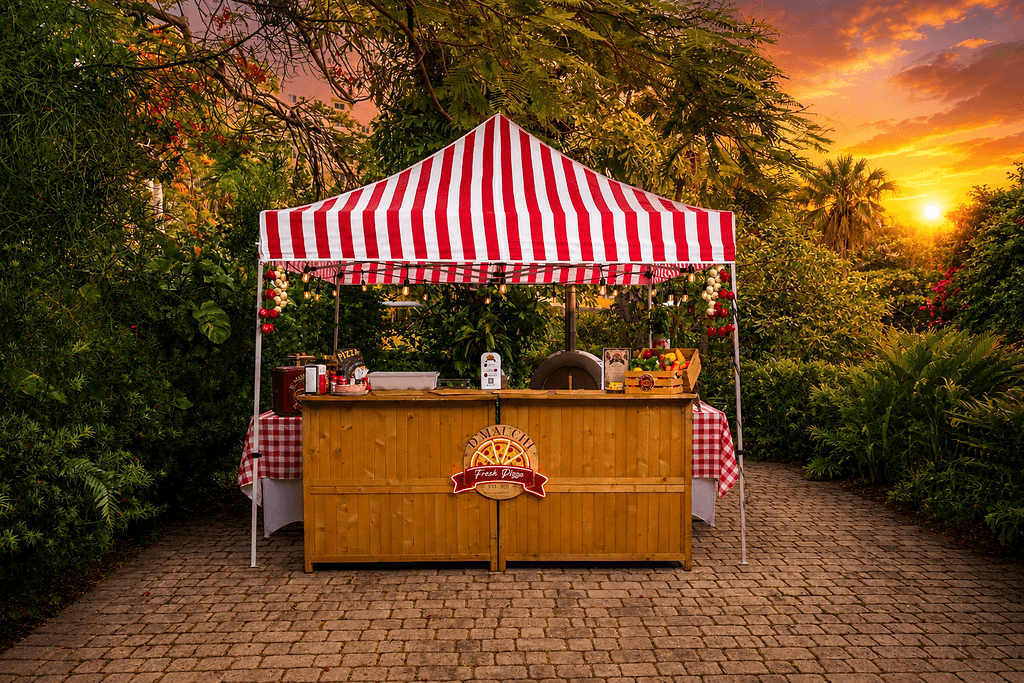 Fresh hand-stretched pizza from the D' Mauchi stall
